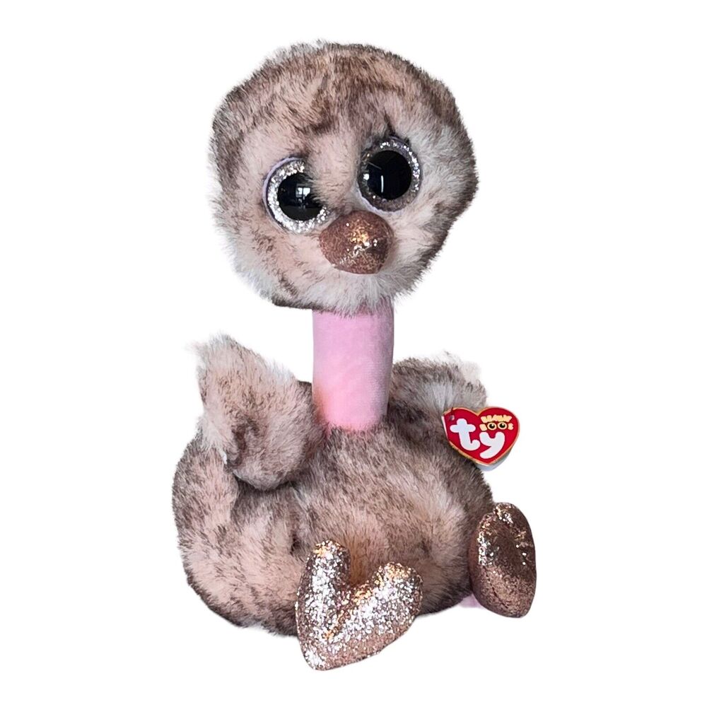 NEW Ty Beanie Boos 12" HENNA OSTRICH Bird Big Glitter Eyes Beak & Feet Long Legs